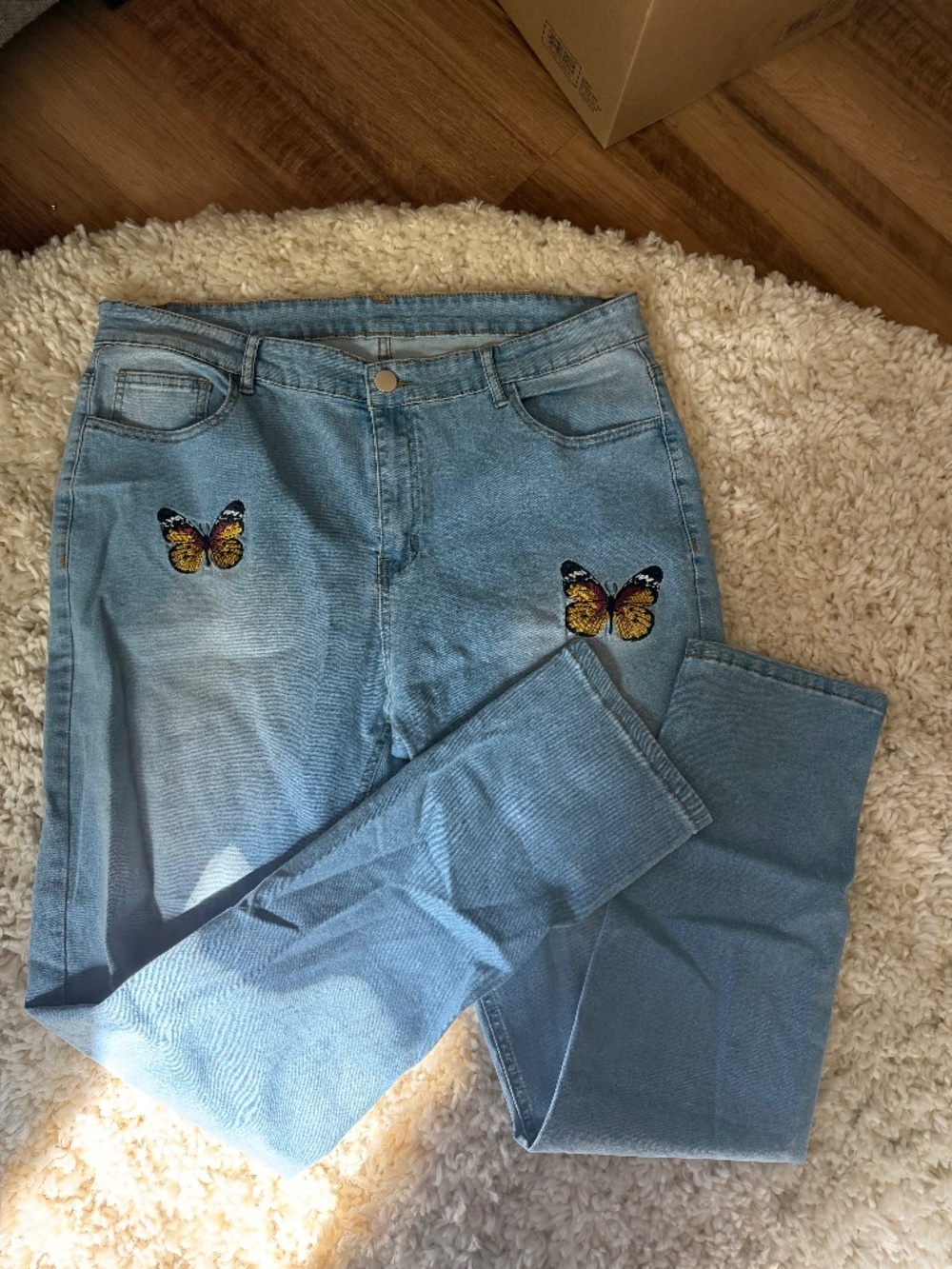 Stylish Light Blue Butterfly vintage wear stylish, unique Embroidered Women’s Je